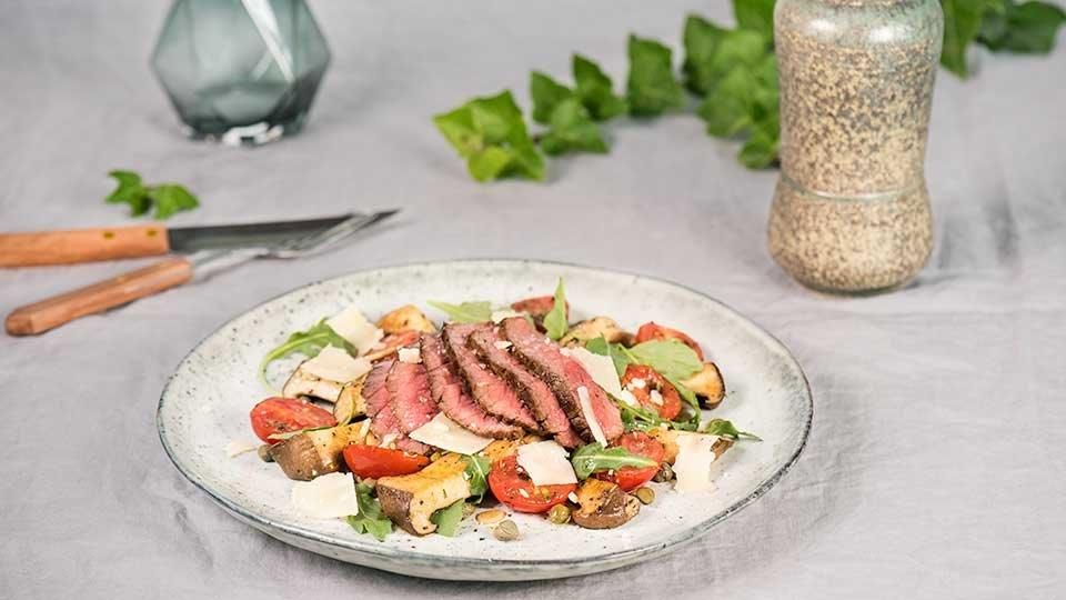 Rump steak s restovanou hlívou