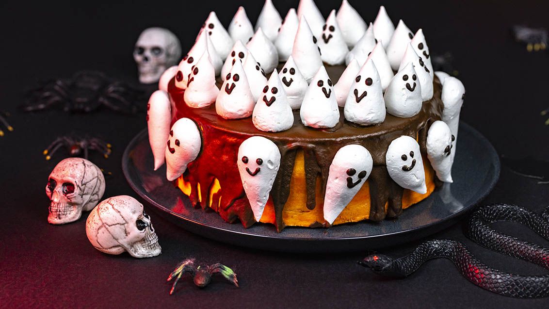 Pomerančový halloweenský dort