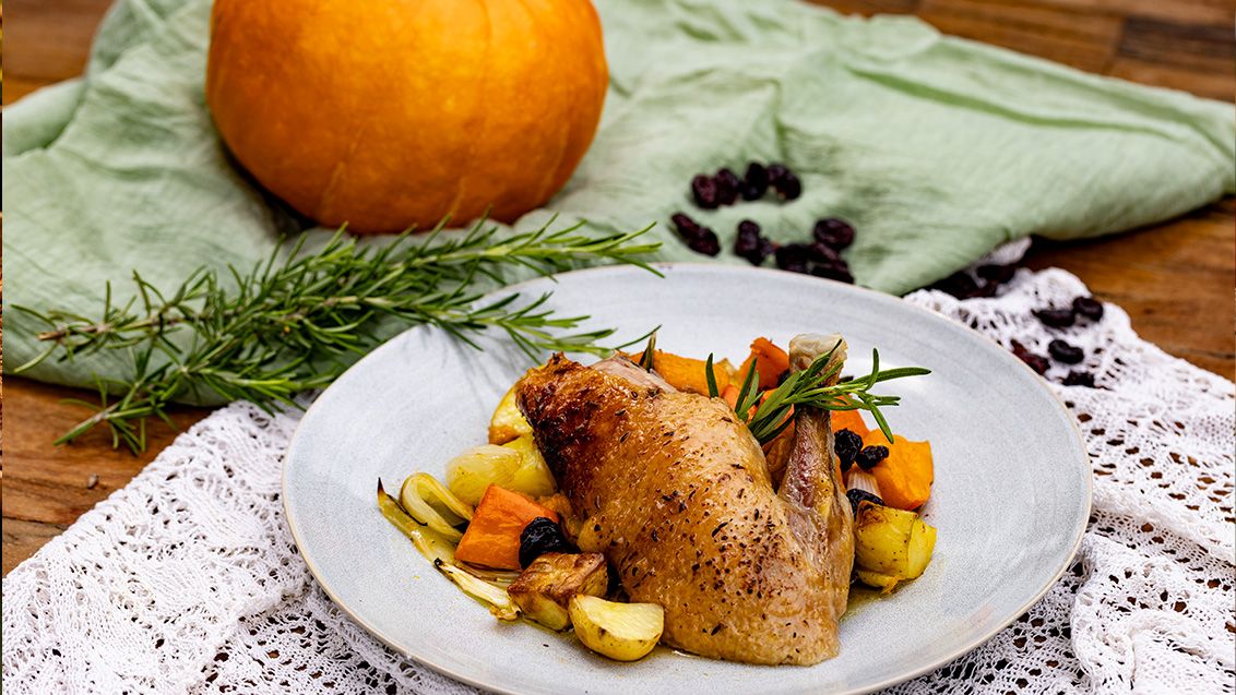 Kachna na medu s pečenou dýní