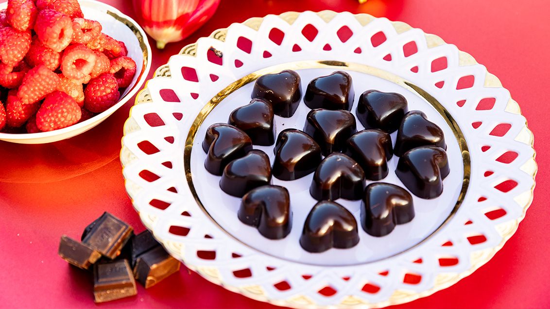 Čokoládovo-malinová srdíčka