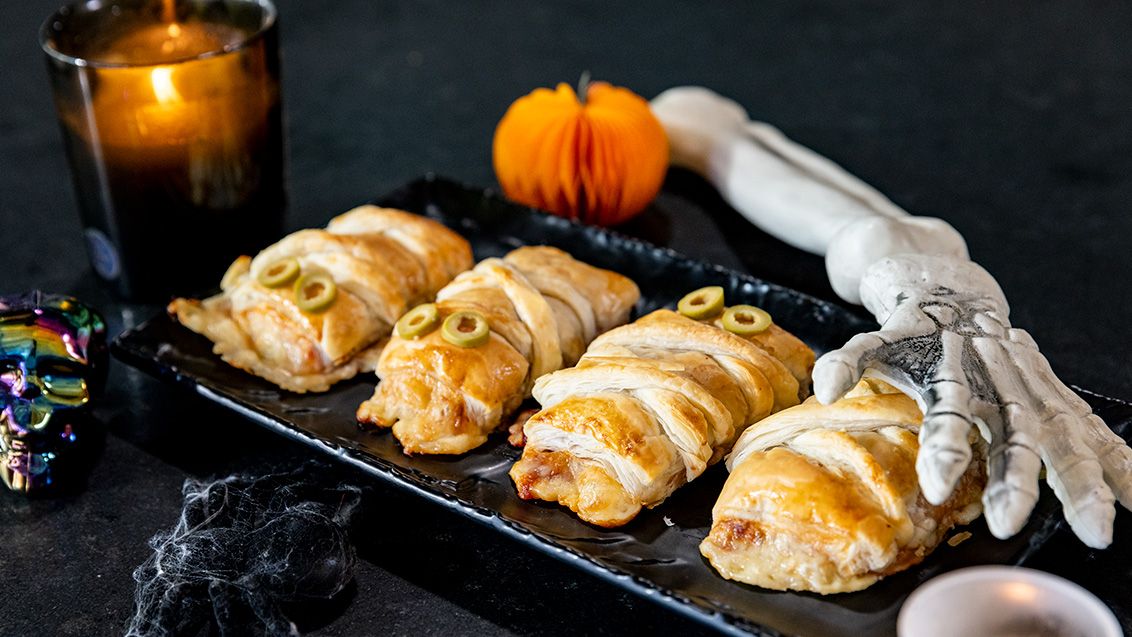 Halloweenské pizza mumie